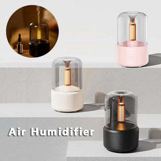 Atmosphere Light Humidifier Candlelight Aroma Diffuser Portable 120ml Electric USB Air Humidifier Cool Mist Maker Fogger 8-12 Hours With LED Night Light - Phosgene