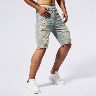 Leisure Ripped Slim Fit Denim Shorts Phosgene