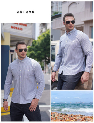 Men's Plus-sized Plus Size Loose Casual Weight-catcher Business Trends Cotton Long Sleeve Shirt Phosgene