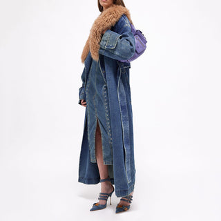 Women's Fashion Denim Trench Coat - Phosgene