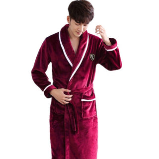 Flannel Thickened Long Section Bathrobe Men - Phosgene