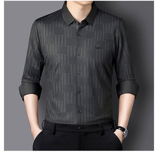 Autumn New Seamless Long-sleeved Men's Business Fashion Middle-aged Casual Shirt Phosgene