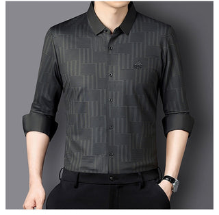 Autumn New Seamless Long-sleeved Men's Business Fashion Middle-aged Casual Shirt Phosgene