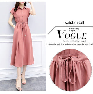 Waist-tight Slimming Elegant Long Dress Casual Polo Shirt Skirt - Phosgene