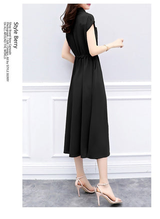 Waist-tight Slimming Elegant Long Dress Casual Polo Shirt Skirt - Phosgene