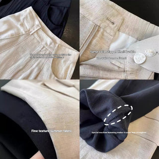 Tencel Linen Wide-leg Pants Thin High Waist Casual Sun-proof Cotton Linen Straight Trousers Phosgene