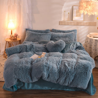 Luxury Thick Fleece Duvet Cover Queen King Winter Warm Bed Quilt Cover Pillowcase Fluffy Plush Shaggy Bedclothes Bedding Set Winter Body Keep Warm - Phosgene