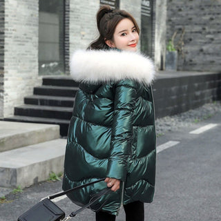 Thick Large Fur Collar Wash Free Winter Coat - Phosgene