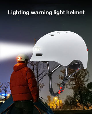 Skateboard Cycling Electric Vehicle Lighting Warning Smart Light Safety Sports Helmet - Phosgene