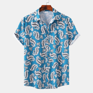 Cross-border Wind Beach Digital Printing Men's Short Sleeve Shirt Phosgene