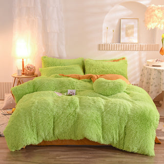 Luxury Thick Fleece Duvet Cover Queen King Winter Warm Bed Quilt Cover Pillowcase Fluffy Plush Shaggy Bedclothes Bedding Set Winter Body Keep Warm - Phosgene