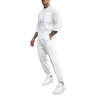 Men's Fashion Casual Printing Short-sleeved Trousers Two-piece Suit Phosgene