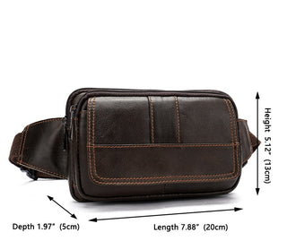 Men's First Layer Cowhide Outdoor One Shoulder Crossbody Waist Bag - Phosgene