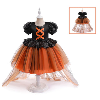 Halloween Girls' Witch Performance Costume Party Dress - Phosgene