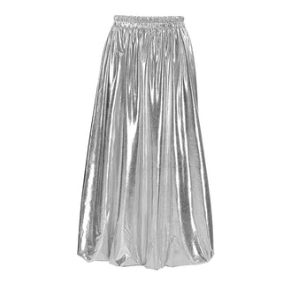 Fashion Silver Bud Skirt European And American Design High Waist A- Line Skirt - Phosgene