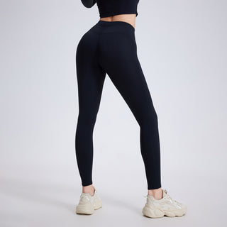 No Embarrassment Line High Waist Pleated Pocket Cloud Feeling Yoga Pants - Phosgene