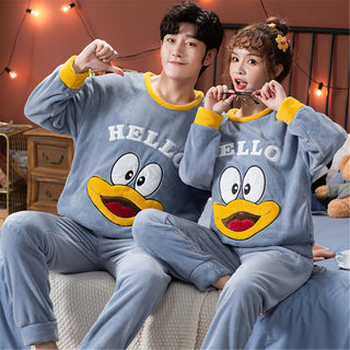 Velvet Couple Pajamas Korean Style Thickened Warmth - Phosgene