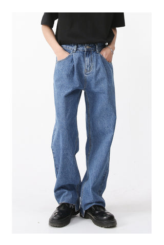 Simple Retro Casual Jeans Irregular Phosgene