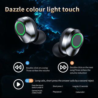 YD03 Wireless Bluetooth-compatible Headset TWS Large Screen Smart Digital Display In Ear Breathing Light - Phosgene