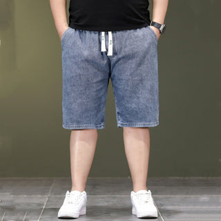 Summer Thin Plus Size Elastic Waist Denim Shorts Men - Phosgene