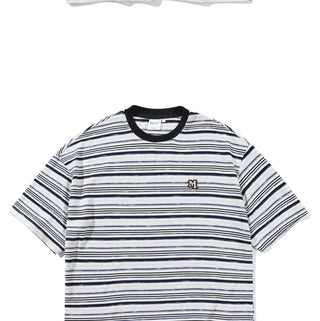 Men's Striped Loose Artistic Youth Fresh T-shirt Phosgene