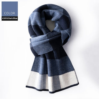 Wool Scarf Men's Winter Plaid Double-sided Scarf - Phosgene