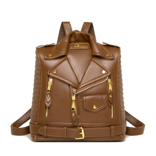 Soft Leather Textured Jacket Trendy Wild Clothes Backpack - Phosgene