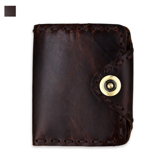 Vintage Men's Long Oily Leather First Layer Cowhide Wallet - Phosgene