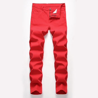 European And American Men's High Elastic Denim Casual Trousers Phosgene