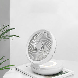 Wireless Suspended Air Circulation Fan USB Rechargeable Folding Electric Fan Night Light Touch Control 4 Wind Speed Phosgene