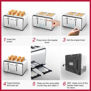 Prohibit Shelves In The Amazon. Toaster 4 Slice, Geek Chef Stainless Steel Extra-Wide Slot Toaster With Dual Control Panels Of Bagel,Defrost,Cancel Function,Ban Amazon Phosgene