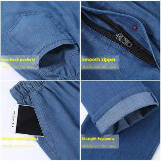 Middle-aged And Elderly Men's Casual Loose High Waist Jeans Phosgene