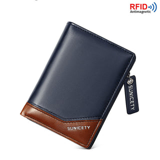 PU Leather Multifunctional Zipper Short Men's Wallet - Phosgene