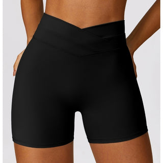 Skinny Hip Raise Yoga Shorts Brushed Cross High-waisted Trousers Phosgene