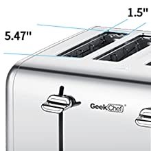 Prohibit Shelves In The Amazon. Toaster 4 Slice, Geek Chef Stainless Steel Extra-Wide Slot Toaster With Dual Control Panels Of Bagel,Defrost,Cancel Function,Ban Amazon Phosgene