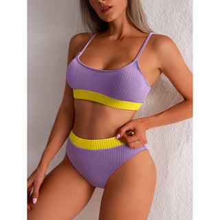 High Waist Bikini Swimwear Women Swimsuit New Push Up Biquini Ribbed Bathing Suit Women Sexy High Cut Bikinis Set - Phosgene