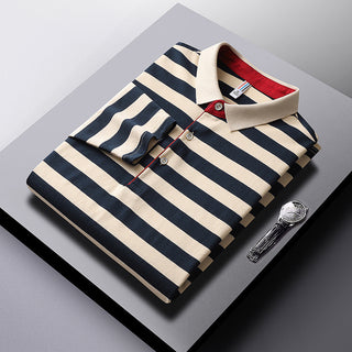 Men's Long-sleeved T-shirt Striped Tb Cotton Lapel Phosgene