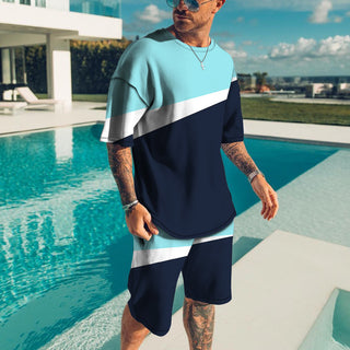 Men's Trendy Casual Beach Style Texture 3D Digital Suit Phosgene