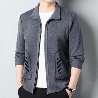 Solid Color Knitted Cardigan For Men - Phosgene