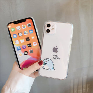 Simple Transparent Airbag Anti-fall Mobile Phone Case Protective Cover For Cute Couples - Phosgene