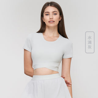 Short Sleeve Semi Fixed Cup High Elastic Top - Phosgene