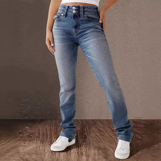 Spring And Summer New Women's Stretch Washed High Waist Jeans Casual Jeans Phosgene