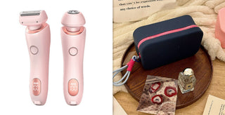 2 In 1 Hair Removal Epilator USB Rechargeable Trimmer Women Body Razor Face Leg Armpit Bikini Hand Pubic Shaver Hair Remover - Phosgene