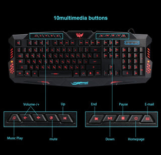 J10 tricolor backlight wired gaming keyboard set colorful luminous gaming mouse keyboard Russian keyboard - Phosgene