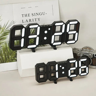 3D Remote Control Black LED Electronic  Hung And Can Stand Wall Clock Phosgene