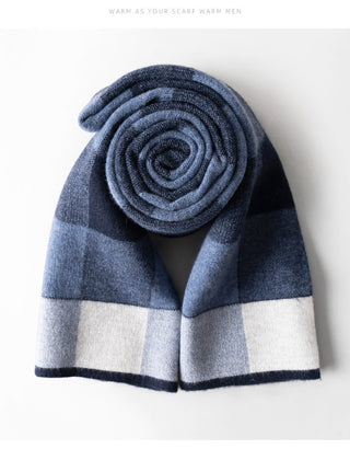 Wool Scarf Men's Winter Plaid Double-sided Scarf - Phosgene