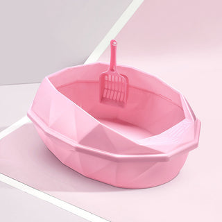 Plastic Anti-sputtering Diamond-shaped Semi-enclosed Cat Litter Box - Phosgene