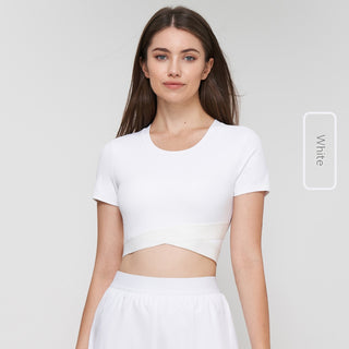 Short Sleeve Semi Fixed Cup High Elastic Top - Phosgene