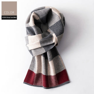 Wool Scarf Men's Winter Plaid Double-sided Scarf - Phosgene