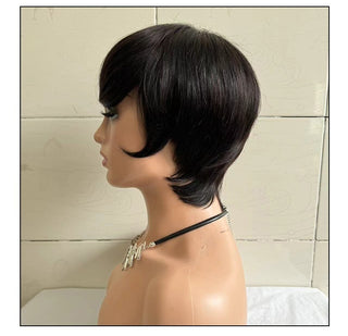 Short Straight Wig Women's Short Hair Head Cover Real Human Hair - Phosgene